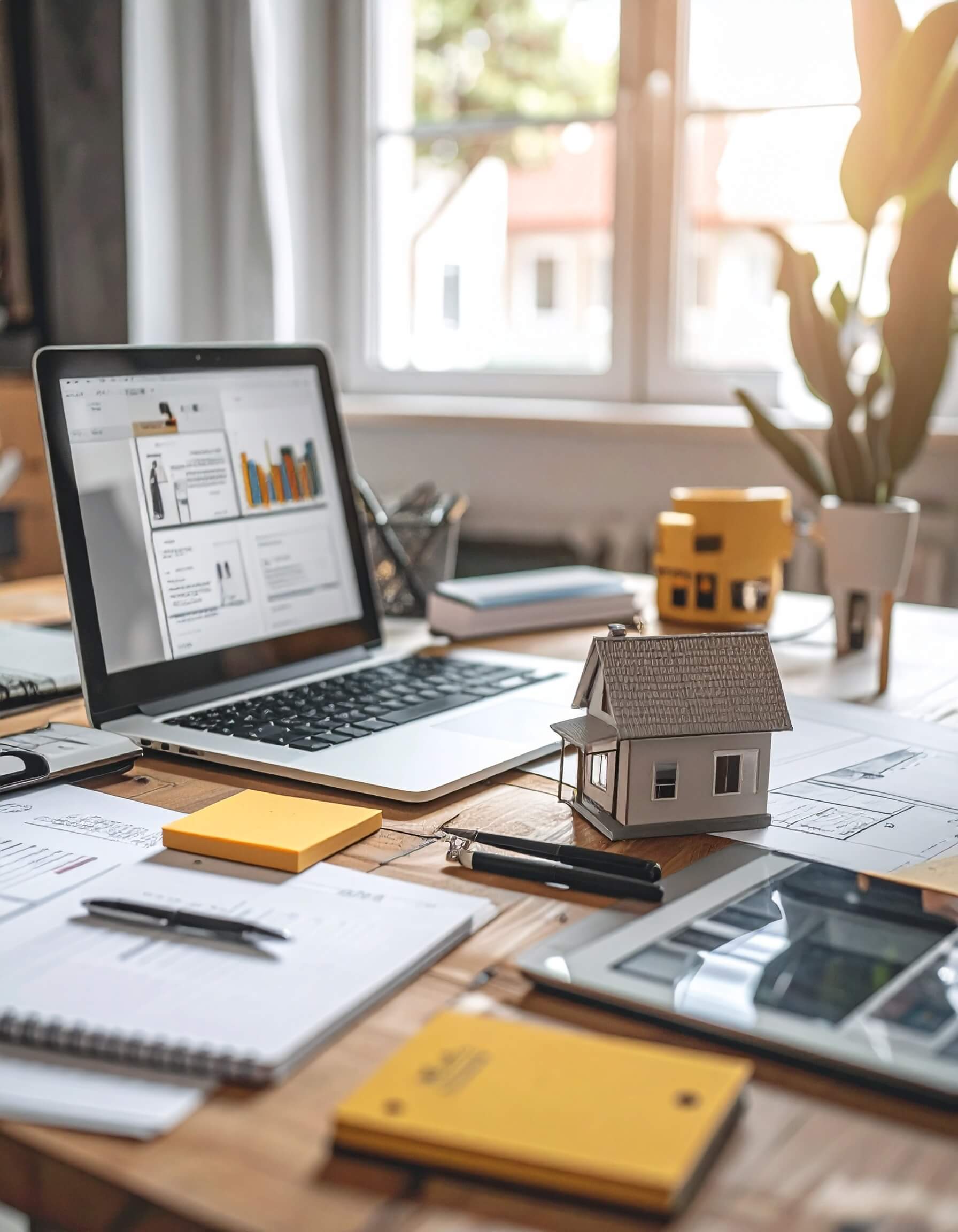 One of our desks working on social media for estate agents
