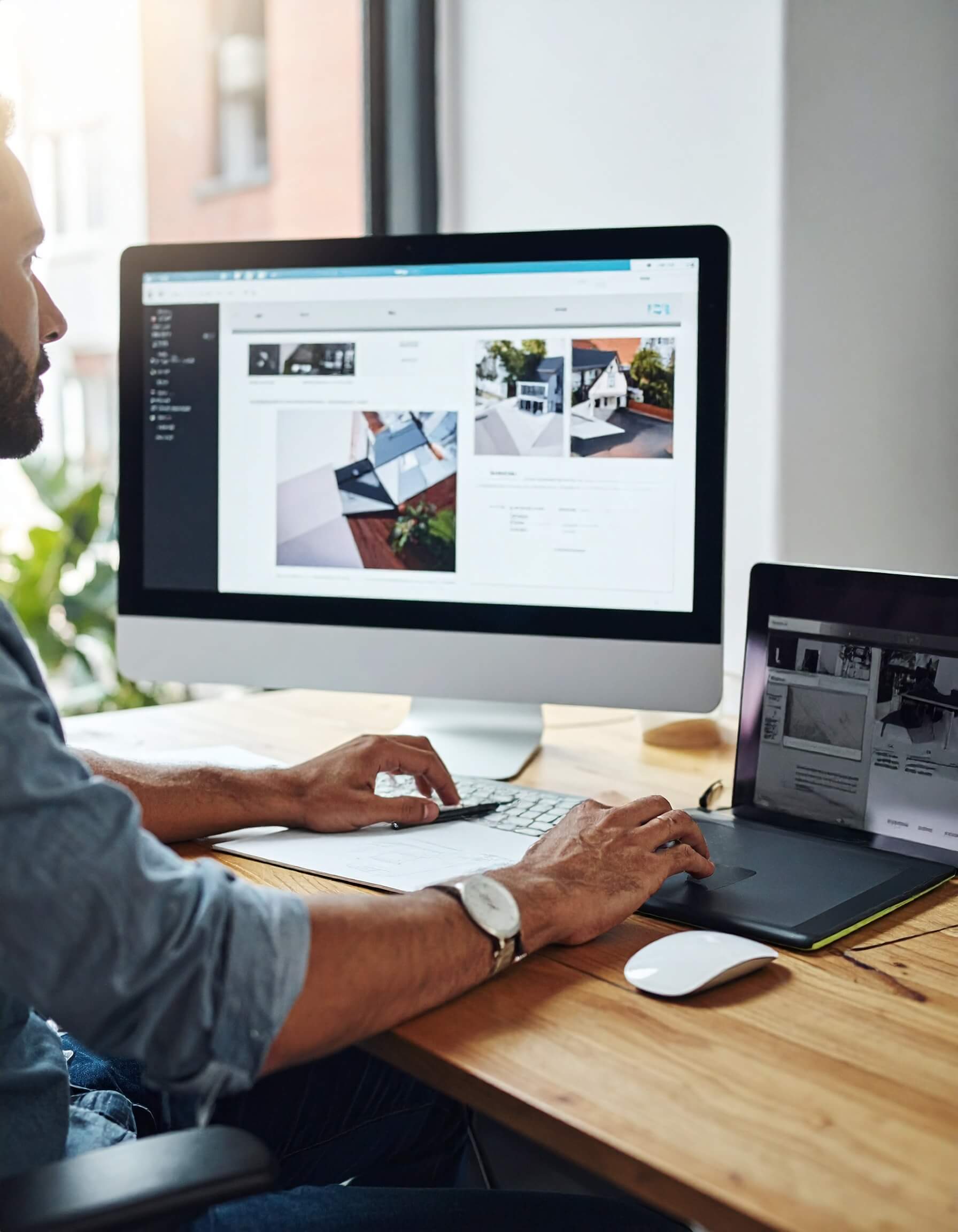 Web designer working on websites for estate agents
